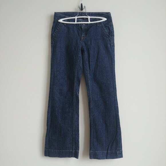 Banana Republic ultra low rise 00 Petite blue jeans denim pants wide leg - Picture 1 of 14